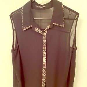 Black sleeveless blouse